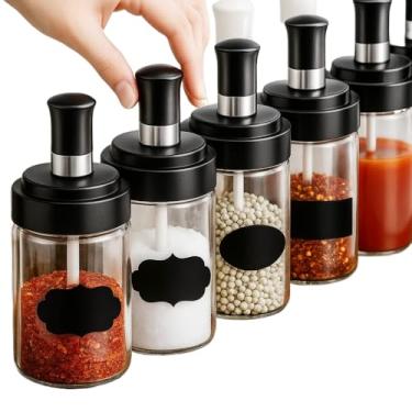 Imagem de Kit com 12 Potes de Vidro com Tampa e Colher – Porta Temperos e Condimentos para Cozinha Organizada