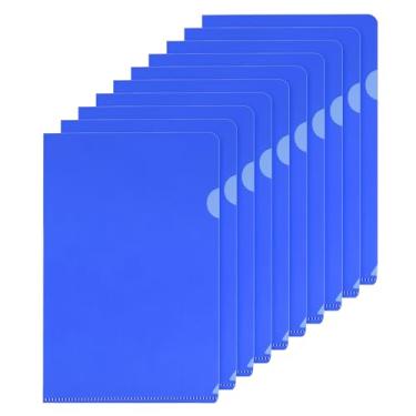 Imagem de Pastas tipo L pacote com 10 bolsos de plástico A5 para projetos de arquivos de papel transparente para escritório, azul escuro