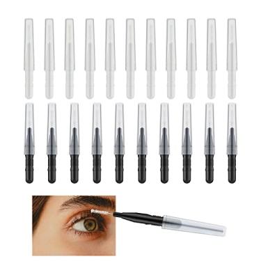 Imagem de Generic Conjunto de 20 pincéis micro sobrancelhas, cerdas sintéticas, preto, pincel cosmético, para beleza de cílios e sobrancelhas