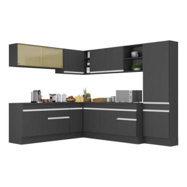 Imagem de Armário De Cozinha Completa De Canto V2100 Preto/branco - MULTIMOVEIS