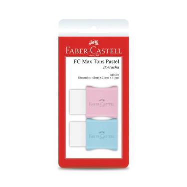 Imagem de Borracha Faber-Castell Max Branca Capa Plástica Tons Pastel com 2 Unid
