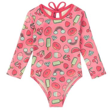 Imagem de Maiô Body Manga Longa Com Proteção Solar Uv 50 Menina Sereia