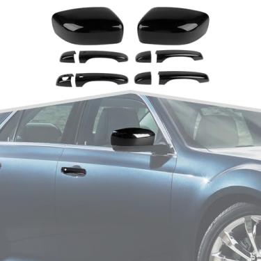 Imagem de Amayum Kit de acabamento de maçaneta externa para espelho retrovisor lateral para Chrysler 300C 2011+ protetor de alça externa com tampa de espelho lateral, acessórios externos
