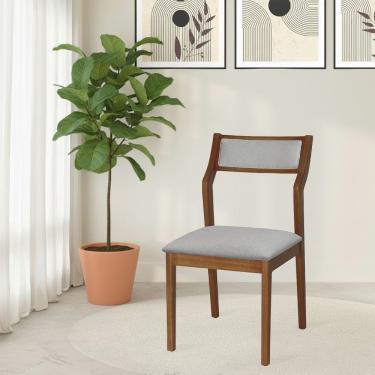 Imagem de Conjunto 4 Banquetas Lagum Conforto Estofada Jequitibá Terra Linho Cinza Palha Sextavada