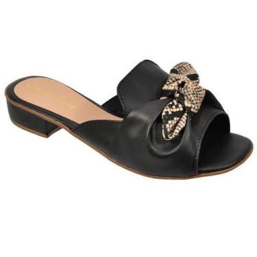 Imagem de Sandália Feminina de laço com saltinho Rasteira Rasteirinha - MR08-641