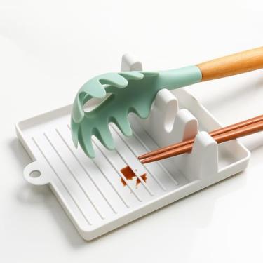 Imagem de Descanso de Colher e Tampa de Panela com Suporte para Talheres – Organizador de Cozinha com Bandeja Coletora