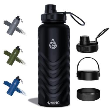 Imagem de Garrafa de água isolada de 680 g, garrafas de água com canudo (tampa do bico e tampa de parafuso) e bota de silicone e alça flexível, garrafas de água de aço inoxidável de boca larga, copo de água