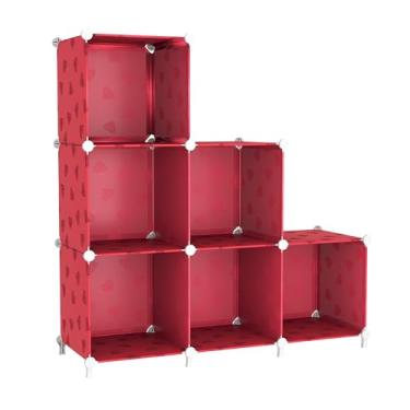 Imagem de UNKU Estante de prateleira aberta, organizador de armazenamento de 6 cubos, prateleira de exibição de 30 cm para CDs de livros, estante de livros DIY, prateleira de armazenamento ajustável para