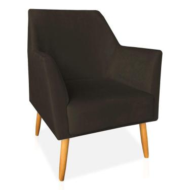 Imagem de Poltrona Decorativa Julia Veludo Marrom Pés Palito Castanho