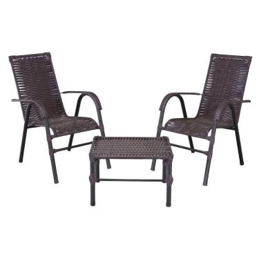 Imagem de Conjunto De Mesa De Centro E 2 Cadeiras Bela Para área Externa Tabaco