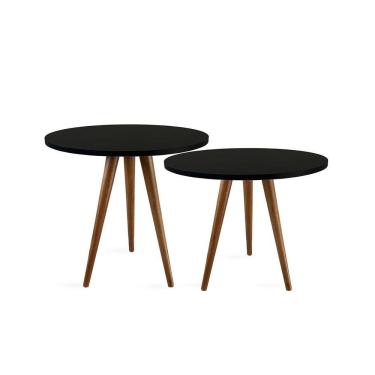 Imagem de Conjunto Mesa Lateral De Canto Tripé Preto