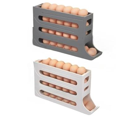Imagem de Porta Ovos Deslizante Organizador Para Geladeira De 4 Camadas Automática Rolantes(2 PEÇAS 4 ANDARES ALEATORIO)