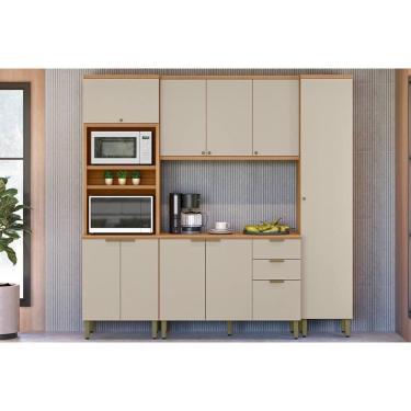 Imagem de Kit Cozinha Modulada 4 Peças Selene (2aéreos+1paneleiro+1torrequente) Cp09 Jequitiba-off White Fosco - Linea Brasil