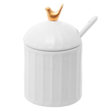 Imagem de Açucareiro De Cerâmica Birds Colibri Com Colher E Tampa 12Cm