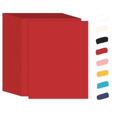 Imagem de 100 folhas de papelão vermelho 8,5 x 11 29,5 kg, papel de impressão Goefun Red Card para Natal, convites, confecção de cartões e artesanato