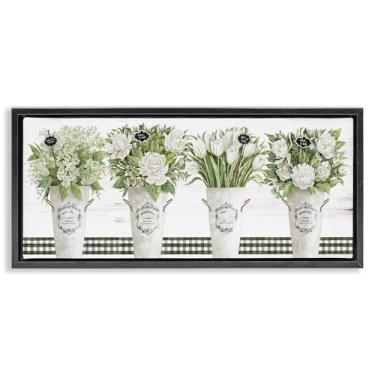 Imagem de Stupell Industries Arte de parede em tela flutuante dourada Marche aux Fleurs, design de Cindy Jacobs, 14 x 31