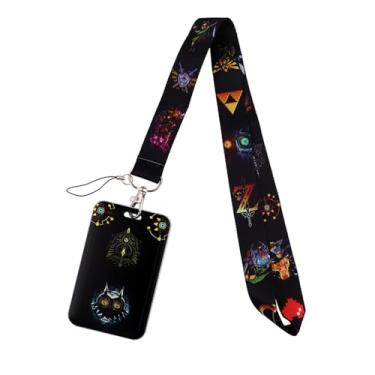 Imagem de Cordão de coração de asas fofas, cordão de suporte de crachá de desenho animado para cartão, viagem (preto e vermelho)