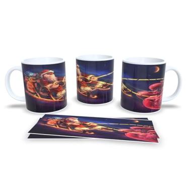 Imagem de Caneca Natalinas com Desenhos de Árvore de Natal, Papai Noel e Rena, Porcelana Branca, Decoração Festiva (12)