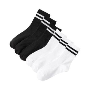 Imagem de Conjunto com 6 Pares de Meias Femininas de Algodão - Cano Alto, Branca