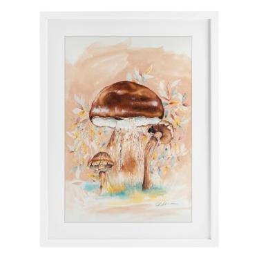 Imagem de Stupell Industries Impressão emoldurada branca trio de cogumelos terrosos marrom sob vidro, design por Cady Driver, 23 x 17