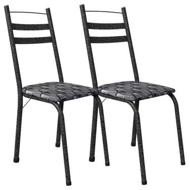 Imagem de Kit 2 Cadeiras Tubular America 061 Cromo Preto Assento Mosaico Silver Artef