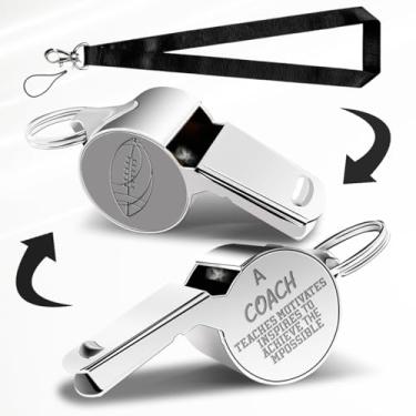 Imagem de WETDNGQI Presentes de treinador de rúgbi de futebol apito para treinadores com cordão para homens, amigos, irmão, professor