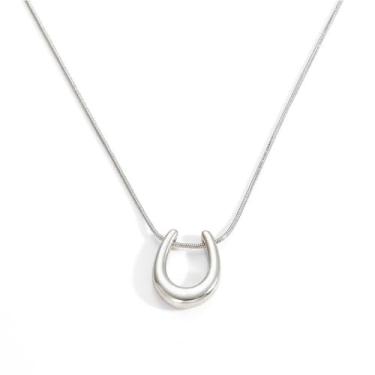 Imagem de Colar de ferradura banhado a ouro 18K para mulheres, corrente ajustável, joia minimalista delicada, pingente de amuleto da sorte, long, Latão, Sem Pedra Preciosa