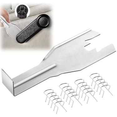 Imagem de Gulfmew 1 peça 76951 ferramenta de remoção de maçaneta de janela, 20 peças 76980 clipe de retenção de manivela de manivela, kit de ferramentas de metal para remoção de painel de porta interna de carro