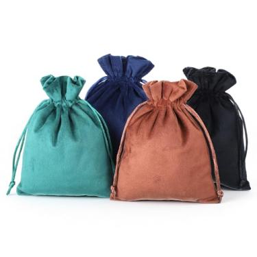 Imagem de Alrhso 4 peças de sacos de veludo com cordões, sacos de veludo com cordão, bolsa de presente de veludo, 15,7 x 19,8 cm, saco de tecido, pacote de pano, bolsas de presente, joias, veludo, sacos para