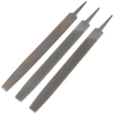 Imagem de Conjunto de 3 peças de lixa de corte duplo de 30,5 cm, limas planas de aço com dentes finos, médios e grossos, design de dupla face com dentes de borda lateral para acabamento de plástico de madeira