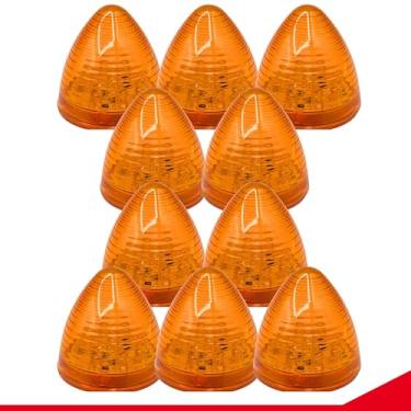 Imagem de All Star Truck Parts 10 luzes marcadoras laterais âmbar 9LED de 5 cm, luz de colmeia de 5 cm, luzes de liquidação de cone redondo com lente refletora para reposição de caminhão de reboque de 12 V para