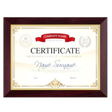 Imagem de Heimlove Molduras de certificado de 21 x 27 cm, mogno e ouro, moldura de diploma de ensino médio, para exibição de parede e mesa, moldura de bacharelado, moldura de graduação, presentes de formatura