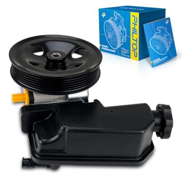Imagem de PHILTOP Bomba de direção hidráulica 215429 com reservatório e polia, adequada para Dakota 2005-2007, Raider 2006-2007, substitui OE 215429, 52855186AE, 52855186AF, 6043P
