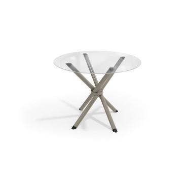 Imagem de Mesa De Sala Jantar Volga C/ Tampo De Vidro Redondo 95cm Niquel - Kappesberg