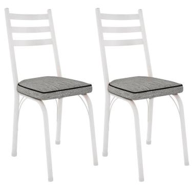 Imagem de Kit 2 Cadeiras Para Cozinha Tubular D-13 Nara De Aço Branco/grafiato