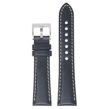 Imagem de StrapsCo Vintage Padded Leather Quick Release Watch Band Strap - Black - 22mm - Long
