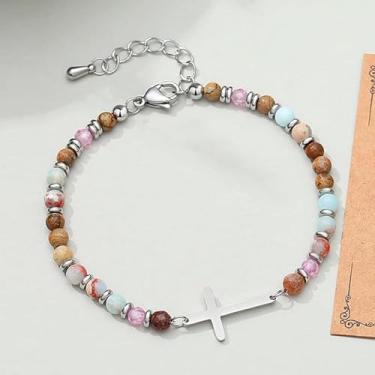 Imagem de Pulseiras de amizade para mulheres, presentes de aniversário para melhor amiga, presentes cristãos, pulseira cruzada, presente de aniversário para mulheres, Medium, Latão, Sem Pedra Preciosa