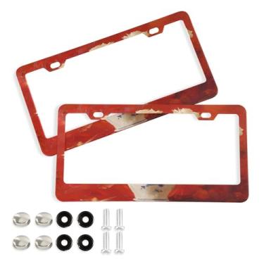 Imagem de SEHANY Molduras de placa de carro rosa dos namorados, capas de moldura de placa de carro de alumínio à prova de ferrugem com orifícios elípticos e parafusos serve para veículos padrão dos EUA tamanho