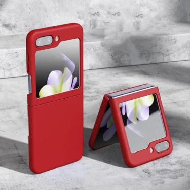 Imagem de Capa com toque aveludado para Samsung Galaxy Z Flip 3 4 5 6 7 5g Flip6 Flip5 - Capa protetora (Para Samsung Z Flip6/Vermelha)