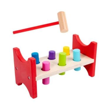Imagem de Brinquedo De Martelo De Madeira Montessori Para Crianças, Habilidades 