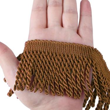 Imagem de HedongHexi Franjas de cortina, acabamento de franja, 1,4 m x 6 cm, acabamento de tecido, costura, faça você mesmo, decoração para cortinas de sofá (café leve)