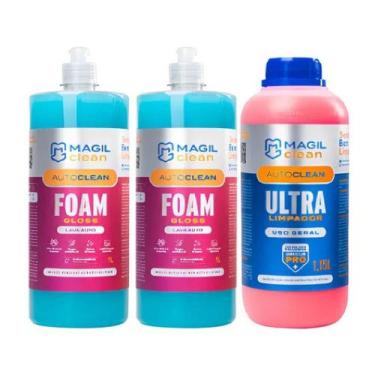 Imagem de Kit 2 lava auto foam gloss 1l e 1 autoclean 1l magil clean - marca