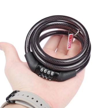 Imagem de Cadeado de bicicleta com combinação de trava de bicicleta com combinação de trava leve de 4 dígitos, Redbo Ride, 1,2 m de comprimento, preto, cadeado para bicicleta, scooter, portão, motocicleta,