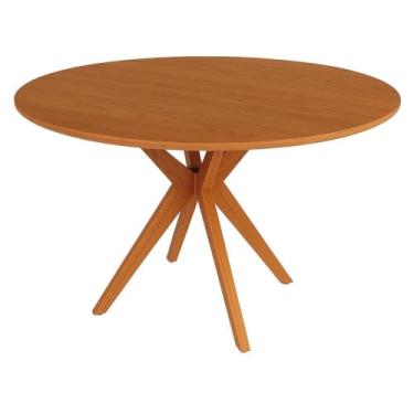 Imagem de Mesa de Jantar Redonda 108cm em Madeira Maciça - Sala de Jantar Moderna e Elegante