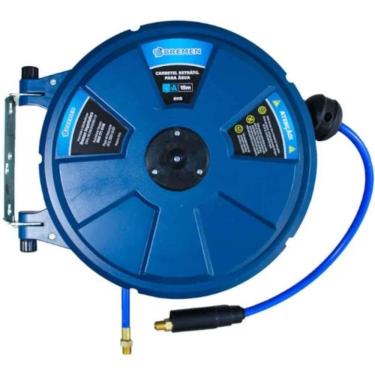 Imagem de Carretel Retrátil com Mangueira PVC 5/16 Pol x 15 Metros para Ar e Água BREMEN 