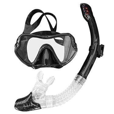 Imagem de Conjunto de Snorkeling Visão Amplia Snorkel Dry Top para Mergulho com Watertight -Lente -Embaçamento Subaquática Spearfi
