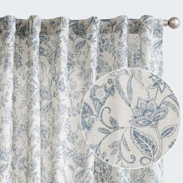 Imagem de Cortinas jinchan Floral Linen 240 cm, azul, francês, country x2