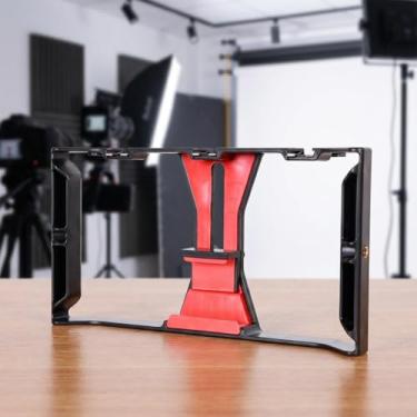 Imagem de Estabilizador de gimbal portátil para smartphone – suporte giratório para telefone com 3 portas de expansão Cold Shoe para microfones e luzes