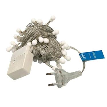 Imagem de Varal de LED Pisca-Pisca 8 Metros, 100 Bolinhas Branco Frio, 8 Funções, 220V