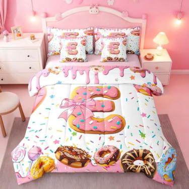 Imagem de Conjunto de edredom de laço rosa completo com alfabeto personalizado, cama de rosquinha fofa, sonhadora, doce, cama em um saco, 7 peças, nó de borboleta, princesa, edredom monograma, letra E